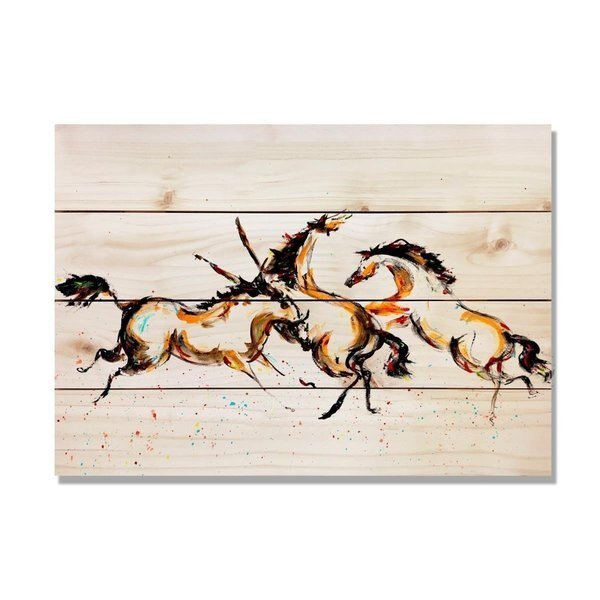 Frolic Horses Painting Print on Wood Art Pallet, Daydreamhq, Mfr#: JNFR-2014